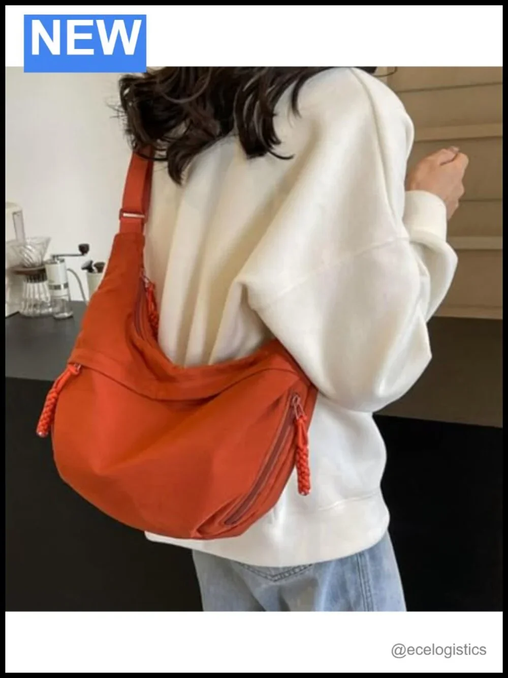 Vintage Crescent Hobo Bag Waterproof Nylon Crossbody Shoulder Bag Slouchy